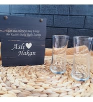 2 li Rakı Bardağı Hediye Seti - İsim Yazılı İnce Belli Rakı Bardağı