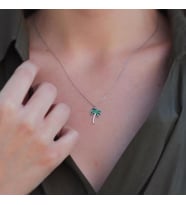 Zirkon Taşlı Palmiye Gümüş Kolye