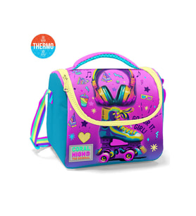 Coral High Kids  Pembe Turkuaz Kulaklık Paten Desenli Thermo Beslenme Çantası 11754