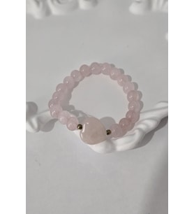 SERTİFİKALI 8 MM KALP PEMBE KUVARS DOĞALTAŞ BİLEKLİK