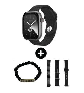 WATCH 9 SERIES SW-9 Akıllı Saat Amoled Ekran Bileklik Hediyeli (Siyah)