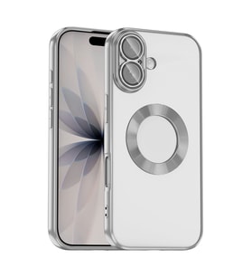 Apple iPhone 17 Uyumlu Kılıf Kamera Korumalı Logo Gösteren Zore Omega Kapak (Gümüş)