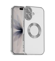 Apple iPhone 17 Uyumlu Kılıf Kamera Korumalı Logo Gösteren Zore Omega Kapak (Gümüş)
