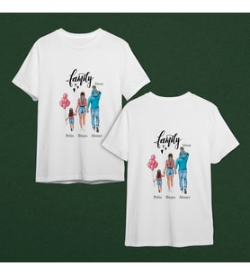 Aile Tasarımlı Tişört Kişiye Özel ( Unisex - Büyük - Çocuk )