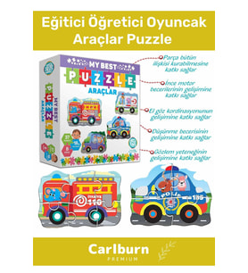 Özel Üretim 37 Parça 8 Araçlı Okul Öncesi Oyuncak Eğitici Öğretici Oyuncak Araçlar Puzzle