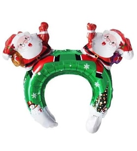 Yılbaşı Folyo Balon Noel Babalı Folyo Taç 33x30cm