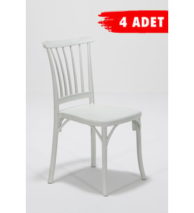 4 Adet Violet Beyaz Sandalye / Balkon-Bahçe-Mutfak