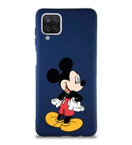 Samsung Galaxy A12 Soft Premier Kapak Mickey Mouse-D Tasarımlı Silikon Kılıf - Lacivert (Şeffaf)