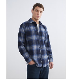 LCWAIKIKI Classic Petrol Regular Fit Yün Karışımlı Ekose Erkek Gömlek