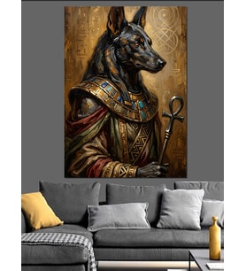 Antik Mısır Tanrısı Anubis Portresi Dekoratif Kanvas - Mdf Ahşap Tablo