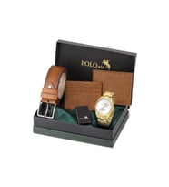 Polo Air Klasik Metal Kordon Erkek Kol Saati Cüzdan Kemer Kartlık Çakmaklı Set Kombini Gold Gümüş Taba Renk PL-7087E6