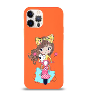 Apple iPhone 12 Pro Uyumlu Lansman Kılıf Vespagirl Tasarımlı Altı Kapalı İçi Kadife Kaplı  Kapak (Şeffaf)