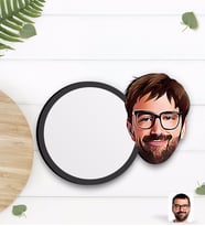 BK Gift Kişiye Özel Erkek Yüz Karikatürlü Ahşap Bardak Altlığı-1