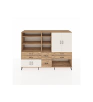 Hyperion Dolap 10 Raflı 6 Çekmeceli 4 Kapaklı 220x44x163 Çam-Aytaşı/Çam