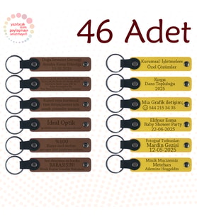 A Kahve & Sarı, Drama Atölyesi Katılımcılarına Hediye, 46’lı Set, Kişiye Özel Yazılı Anahtarlık
