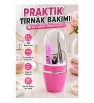 Pembe Taşınabilir Manikür ve Kişisel Bakım Seti – Kompakt Tasarım