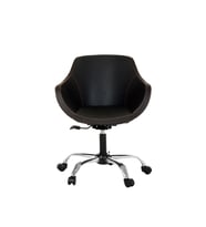 Krom Metal Ayaklı Ofis Çocuk Odası Çalışma Sandalyesi (AYARLANILABİLİR) MONOKO  DERİ TURUNCU DİKİŞLİ
