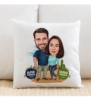 Kişiye Özel Karikatürlü Kanyondaki Sevgililer Yastık