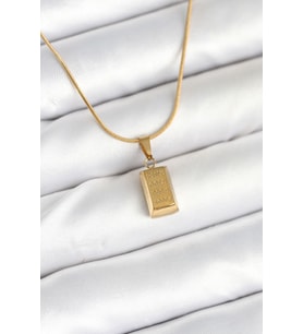 316L Çelik Gold Renk Mini Külçe Altın Model Kolye