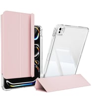 Apple iPad Pro 13 2025 M5 Uyumlu Kılıf Magnetik Ayrılabilen Airbagli Zore Sliding Tablet Kılıfı (Açık Pembe)