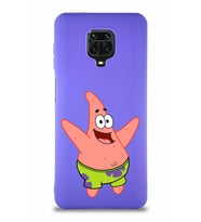 Xiaomi Redmi Note 9S Soft Premier Kapak Patrick Yıldız Tasarımlı Silikon Kılıf - Mor (Şeffaf)