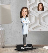 Kişiye Özel 2 Boyutlu Doktor Kadın Ahşap Biblo-1