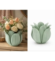 3D Baskı Lotus Yapraklı Vazo - Dekoratif Çiçeklik-Mint