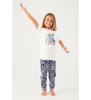 Arnetta 2403 Garson Always Be Kind Krem Kız Çocuk Kısa Kol Pijama Takım