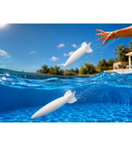 3D Baskı Su Roketi Torpido Oyuncağı - Havuz Dalış Oyuncağı-Beyaz