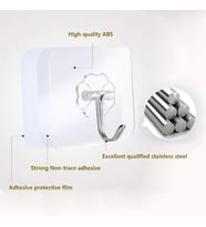 4 Adet 6x6cm Şeffaf Güçlü Kendinden Yapışkanlı Kapı Duvar Askıları