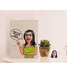BK Gift Kişiye Özel Kadın Kolay Yetişmiyor Karikatürlü Otantik Masaüstü Ahşap Palet Çerçeve-5 (Beyaz)
