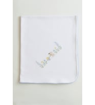 Mavi Tavşan Nakışlı Bebek Battaniyesi %100 Pamuk - 70x80 CM