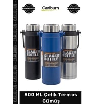 #Termos Paslanmaz Çift Katmanlı Isı Yalıtımlı Vakumlu Sızdırmaz Kaliteli 800 ML Çelik Termos Gümüş