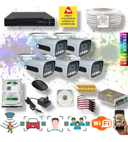 Qromax 5 Kameralı Set - Yapay Zeka Özellikli Gece Renkli Gösteren 5MP SONY Lensli 4 Ultra Warm Ledli FULLHD Güvenlik Kamerası Seti 784W-118