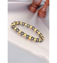 Hematit Füme Gold Renk Doğal Taş Erkek Bileklik (Altın)