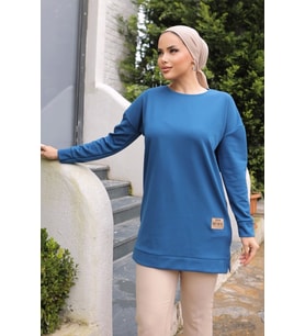 Yeni Stil Mavi Arma Detay Tunik 10020