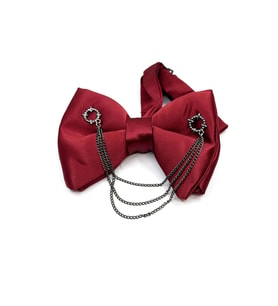 Bordo Zincirli Damatlık Papyon P1041