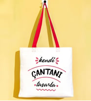 BK Gift Kişiye Özel Kendin Tasarla Kırmızı Renkli Kulp Gabardin Bez Çanta 40x35cm, Alışveriş Çantası, Plaj Çantası, Baskılı Omuz Çantası