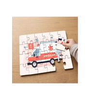 Ambulans - İlk Yardım Aracı Tasarımlı 24 Parça Ahşap Çocuk Puzzle MPK0462