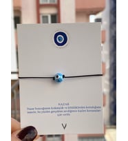 El Yapımı Seramik Nazar Boncuklu İp Bileklik- Hediye Paketli (Model 1)