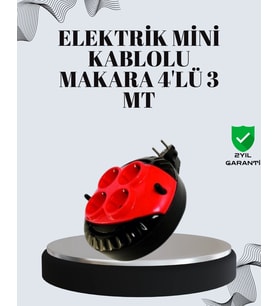 3 Metre Uzatma Kablolu 4 Prizli Makara Kırmızı