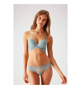 Pierre Cardin Dantelli Push Up Sütyen Takım Mint Yeşili