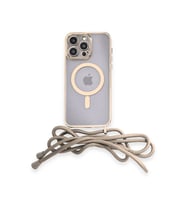 Newface Apple iPhone 12 Pro Max Kılıf Divo Lazer Askılı Magsafe Kapak - Gold