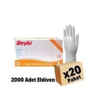 Beybi 1 Koli (20 Paket) S (Small) Beden Pudralı Lateks Beyaz Muayene Eldiveni