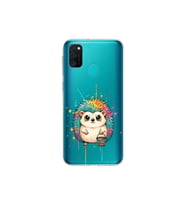Samsung Galaxy M21 ile Uyumlu Splash Kirpi Tasarımlı Şeffaf Silikon Kılıf