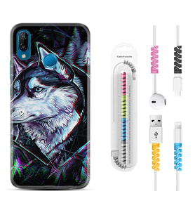 Huawei P20 Lite Mate 10 20 Lite Pro P40 Lite KılıfKablo Koruma Spiral Silikon Dog Eyes 1761
