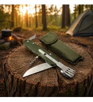 Knivox Çok Fonksiyonlu Paslanmaz Çelik Kamp Çakısı - Çatal Kaşık Açacaklı Outdoor Set