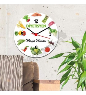 Diyetisyen Bitki Tasarım Duvar Saati