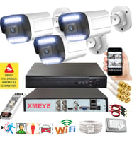 3 lü Araç İnsan Yüz Tanımalı Hareket Algılayan 5 MP Lens 12 Warm Led Gece Renkli Kamera Seti 3312W