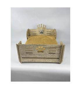 Ahşap Dekoratif Pet Bed 50x40 cm, Süngerli Welsoft Kedi Köpek Yatağı